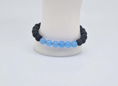 Handgemaakte "Armband Vulkanische" natuurstenen armband “Lava Donker -Blauwe Jade ” - 8 mm diameter van de korrel- Diameter armband 20 cm - Een mooi cadeau voor familie en vrienden