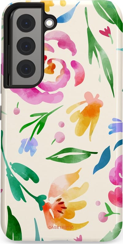 Casetastic Hoesje Geschikt voor Samsung S22 - Stijlvolle Beschermende Duo-layer Case - Floral Flow