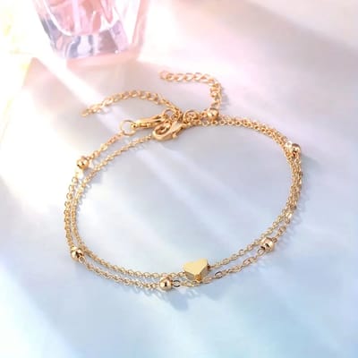 Mini Love Heart Dunne Ketting Enkelband Set Eenvoudige Minimalistische Enkelband
