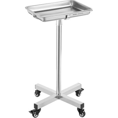 VEVOR Laboratoriumtrolley Serveerwagen Roestvrij Staal met Verwijderbare Roestvrijstalen Laden Draagvermogen tot 16 kg, Verstelbare Hoogte 64-101 cm, Medisch Ladeblad voor Spa, Salon, Kliniek, Persoonlijke Verzorging Zilver