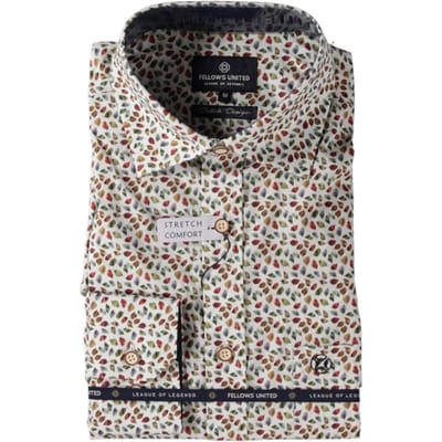 Fellows United - Lange mouw overhemd - Mannen - XXL - Bordeau - Katoen - 52.6552