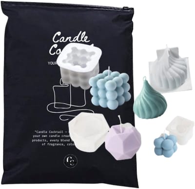 Candle Cocktail Siliconen Mallen Set – 4 Delig – Kaarsen, Zeep & Baking Mallen – Multifunctionele DIY Vormpjes