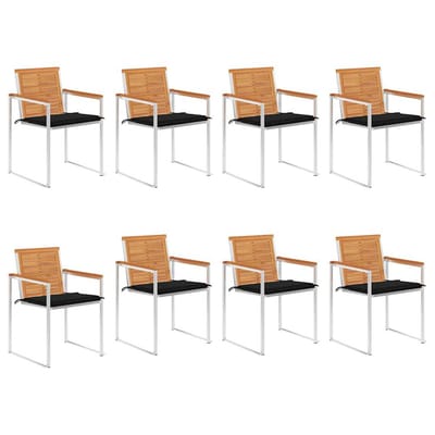vidaXL - Tuinstoelen - 8 - st - met - kussens - massief - acaciahout