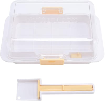 Dailygoods- Boterbak herbruikbaar - Boterschotel - Afdichtingslus - Snijgereedschap - Capaciteit 500g - Afmetingen 18,5 x 11 x 6,8 cm