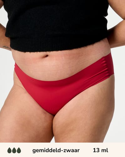 Moodies incontinentie ondergoed - hiphugger laser-cut - gemiddeld/zwaar kruisje - maat XL - Rood