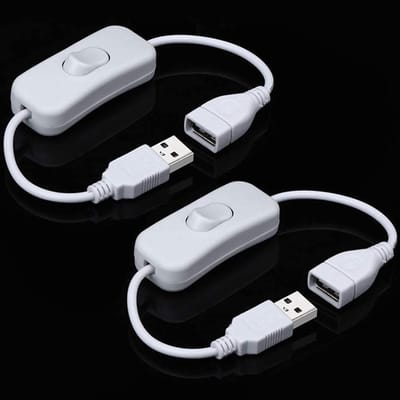 Dailygoody - USB Male naar Female Extension Kabel - Aan/Uit Schakelaar - 3 Stuks - Wit - Verlengkabel - Handig voor Apparaten - Ideaal voor Kantoor en