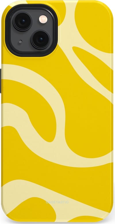 Casetastic Hoesje Geschikt voor Apple iPhone 13 Magsafe - Stijlvolle Beschermende Duo-layer Case - Citroen Gele Zonnestraal