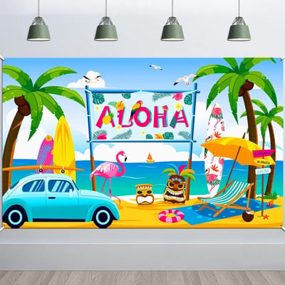 ONF3 - Achtergrond Banner - Hawaii Feestdecoratie - 185x110cm - Feestartikelen - Tropisch thema - Geschikt voor feesten - Kleurvol ontwerp