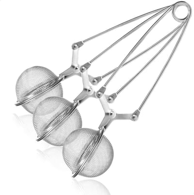 JGS ® 3 x theetang van roestvrij staal 304, thee-ei in bolvorm, theezeef voor losse thee, specerijen en kruiden, zeeftang (3 stuks, diameter 4,5 cm)