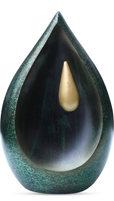 Unieke As Urn - 2.5 Liter - Handgemaakte Druppel urn - Urn - Crematie Urn - Uniek - Voor Huisdieren of Menselijk As - Crematie As - Decoratie Urn - Green Drop