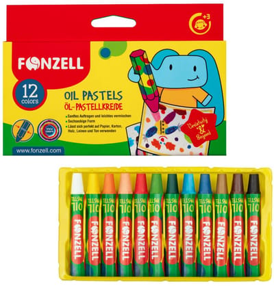 Fonzell Oliepastel set – premium quality oliekrijt – 12 kleuren pastelkrijtjes - Kinderen