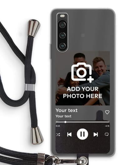 Gepersonaliseerd - Case Company® - Hoesje met koord geschikt voor Sony Xperia 10 IV hoesje met Koord - Music Player - Telefoonhoesje met Zwart Koord - Bescherming aan alle Kanten en Over de Schermrand