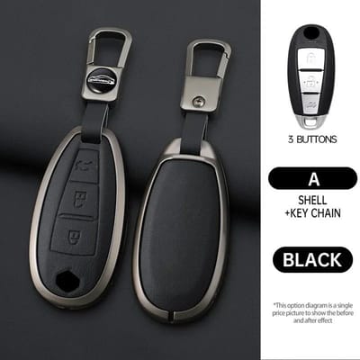 Étui à Clés en Cuir et Alliage de Zinc pour Suzuki S-Cross Eitrga Swift Porte-Clés de Voiture Coque Métallique pour Clé Accessoires de Décoration Intérieure gray