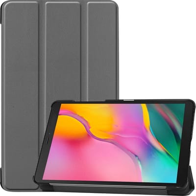 Hoes - Geschikt voor Samsung Galaxy Tab A 8.0 (2019) - Dun & Stevig - Trifold Bookcase - Hard Cover - Hardcover Book Case - Tablet Hoesje - Grijs