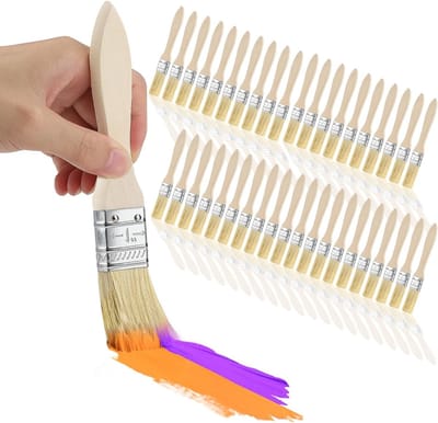 Set van 40 Stuks 25mm Verfkwasten - Platte Kwasten, Glazuurkwasten en Houten Kwasten voor Schilderen, Verven en DIY Projecten