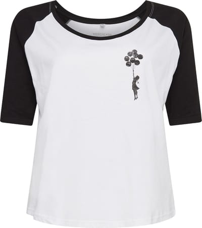 Merchcode Banksy - Brandalised Banksy's Graffiti Balloons Raglan top - 4XL - Wit/Zwart