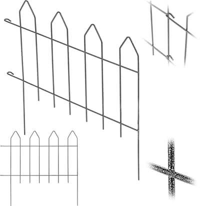 KADAX Tuinhek, stalen staaf, gepoedercoate tuinhek met metalen bevestigingen, decoratieve omheining voor tuin, hekelementen (hoogte 50 cm)