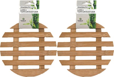 Haushaltshelden pannenonderzetterss - 2x - rond - D17 cm - bamboe hout