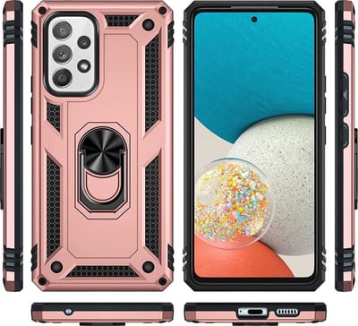 Hoesje Geschikt Voor Samsung Galaxy A53 5G Hoesje Armor Anti-shock Backcover Rose Goud - Galaxy A53 5G - A53 5G Backcover kickstand Ring houder cover TPU backcover oTronica
