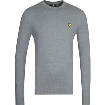 Lyle & Scott katoenen merinotrui met ronde hals in grijs