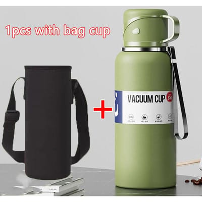 2L Thermische Waterfles Grote Dop Met Rietje Roestvrij Thermosfles Koud en Waterfles Sport Thermosbeker Duurzaam Duurzaam 2000ml