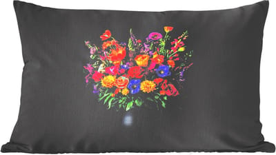 Sierkussens - Kussentjes Woonkamer - 60x40 cm - Felgekleurd - Bloemen - Vaas