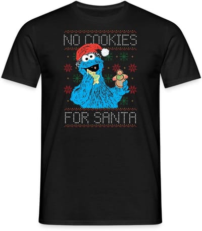 Sesamstraat Ugly Christmas | Geen Koekjes Voor Santa T-Shirt Heren