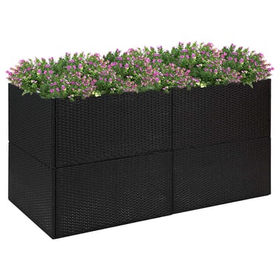 vidaXL - Plantenbak - 157x80x80 - cm - poly - rattan - zwart