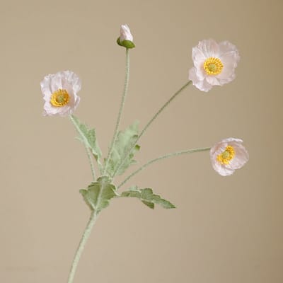 Klaproos 4-koppig - lichtroze - zijden bloemen - 3 stelen - onderhoudsvrij - 55 cm - kunstbloemen