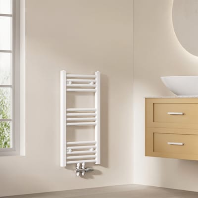 EMKE Handdoekradiator - 75x40 cm - 244 W - Glans Wit - CV Badkamer Radiator - Midden/ Zij- Aansluiting
