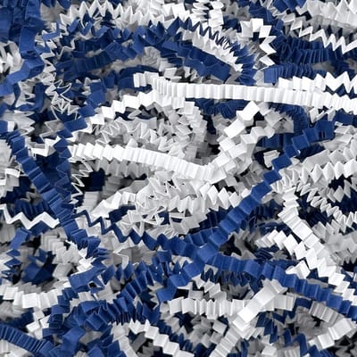 Papier Shred Filler - Versnipperd Papier Vulmiddel - Cadeaus Verpakken - Kreukelgesneden Stukjes - 1 pond - Blauw Wit