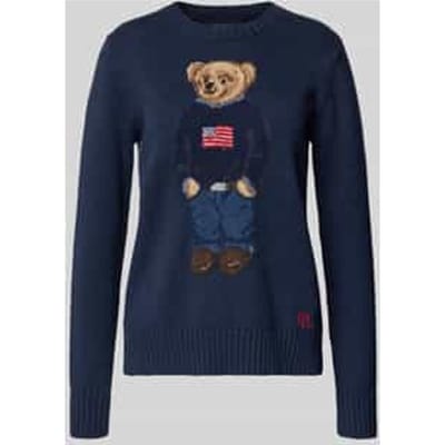regular fit pullover van mix van katoen en linnen met polo bear-stitching