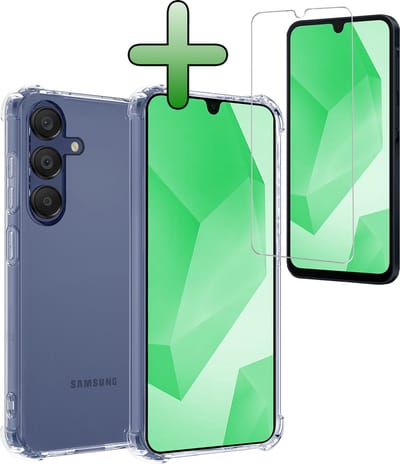 Hoesje Met Screenprotector - Geschikt voor Samsung Galaxy A16 - Sterk & Shockproof - Siliconen Case - Back Cover - Telefoon Hoes - Shock Proof - Transparant