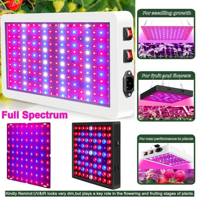MUPOO Groeilamp Planten – Kweeklamp LED Full Spectrum 25–80W voor Binnen – Ideaal voor Groei en Bloei van Kamerplanten, Groenten en Bloemen – Full Spectrum 3 Modi Panel 216 LEDs