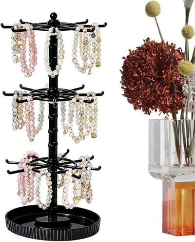 Sieraden Organizer - Roterende Houder - Sieraden Opbergen - 3 Lagen Ontwerp - 20 cm Breed - Zwart