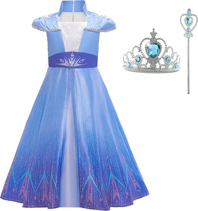Prinsessenjurk meisje - Verkleedkleding meisje - Verkleedkleren - Het Betere Merk - maat 92/98 (100) - Tiara - Kroon - Toverstaf - Carnavalskleding meisje - Verkleedjurk - Verkleedkleding kind - Prinsessen speelgoed - Cadeau meisje