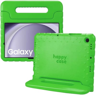 HappyCase Kinder Tablethoes Geschikt voor Samsung Galaxy Tab A11 / Tab A9 | Kindvriendelijke Hoes | Beschemhoes | Kinderhoes | met Handvat en Standaard | Groen