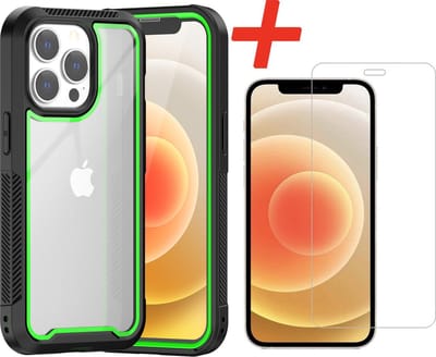 Backcover geschikt voor Apple iPhone 13 Pro - Groen - Shockproof + Glas Protector
