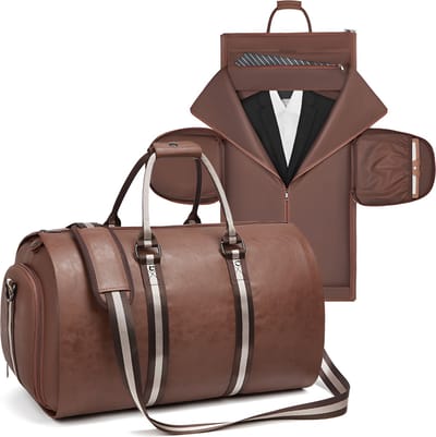 WoYoW® - Zakelijk Opvouwbaar Reistas - Bruin -Suite Bag - PU Leder - Weekendtassen - Sportief - Weekend & Reis - Kostuumtas - Bruin