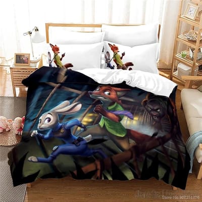 Cartoon Zootopia Zootropolis 3D-geprint Dekbedovertrekset HD Dekbedovertrek Beddengoed voor Kinderen Beddengoedsets Slaapkamerdecor EU Single 140x200cm