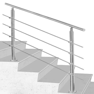 Trapleuning met roestvrijstalen handgreep in zilverkleurige uitvoering. Eenvoudig te monteren. Geschikt voor alle trappen. 0,8 meter. 4 stangen.