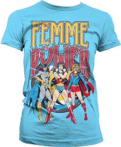 DC Comics Femme Power Girly T-shirt voor dames, hemelsblauw