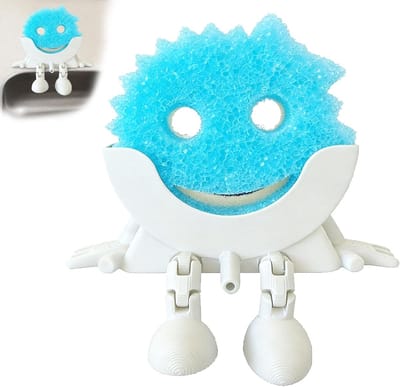 SnelShoppen - Sink Organizer, Hangende Sponshouder met Afvoer, Grappige Doekhouder voor Keuken, 3D Geprinte Keuken Organizer met Glimlachende Spons, R
