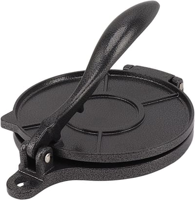 Handmatige Tortillapers - Ideaal voor Zelfgemaakte Tortilla's en Quesadilla's (20 cm Zwart)