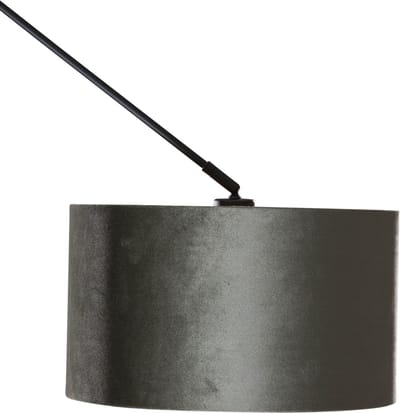 QAZQA blitz shade - Klassieke Hanglamp met kap voor boven de eettafel | in eetkamer - 1 lichts - Ø 35 cm - Zwart Goud - Woonkamer | Slaapkamer | Keuken