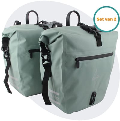 Voltano Enkele Fietstas Set E-bike - Mint Groen - 2 x 23 Liter - Inclusief Schouderband - 100% Waterdicht - Fietstassen Elektrische Fietsen