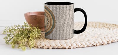 Magische Mok - Foto op Warmte Mokken - Koffiemok - Bloemen - Mandala - Vintage - Bruin - Hippie - Magic Mok - Beker - 350 ML - Theemok
