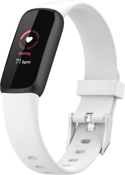 By Qubix - Compatible Fitbit bandje - Geschikt voor fitbit luxe bandje - Sportbandje met gesp - Maat: Small - Wit Smartwatchbandje horlogeband polsband Armband Strap Band Watchband