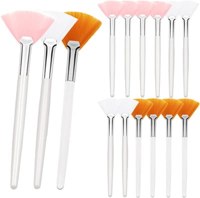 Fan Borstels Set - Make-up Hulpmiddelen - Gezichtsverzorging - 15 Stuks - Lange Steel - Mix Kleuren