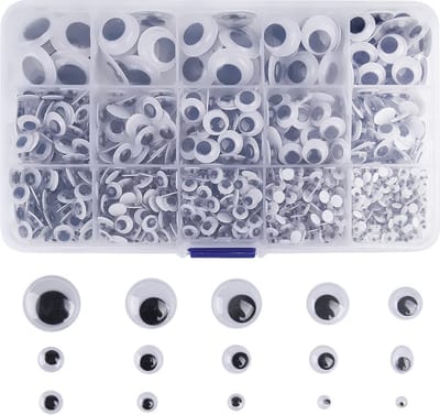 Fako Bijoux - 900 Wiebeloogjes - Zelfklevende Hobby Oogjes - Knutsel Oogjes - Diverse Afmetingen - 900 Stuks
